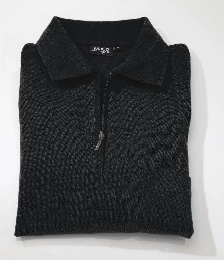 Poloshirt mit Reißverschluss, schwarz, Gr. M
