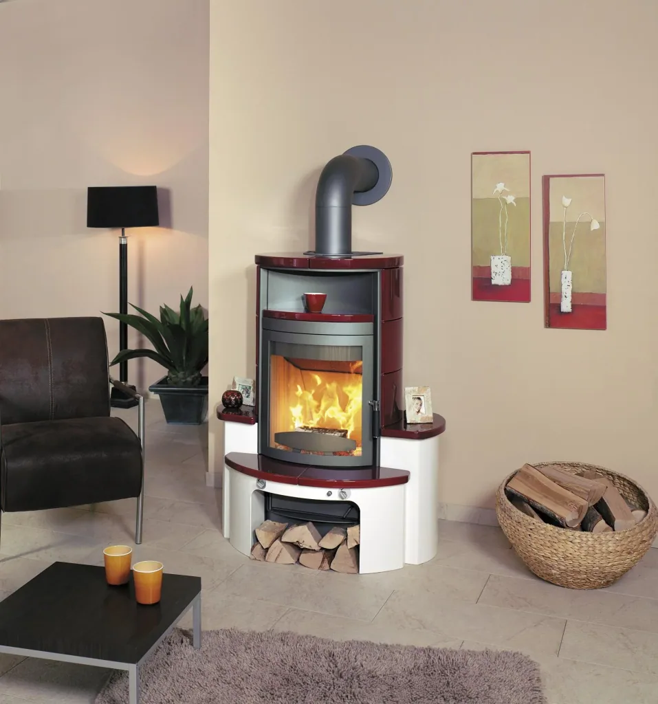 Kaminofen - Avenso ECOplus 8 kW - Kacheln - bordeaux-rot