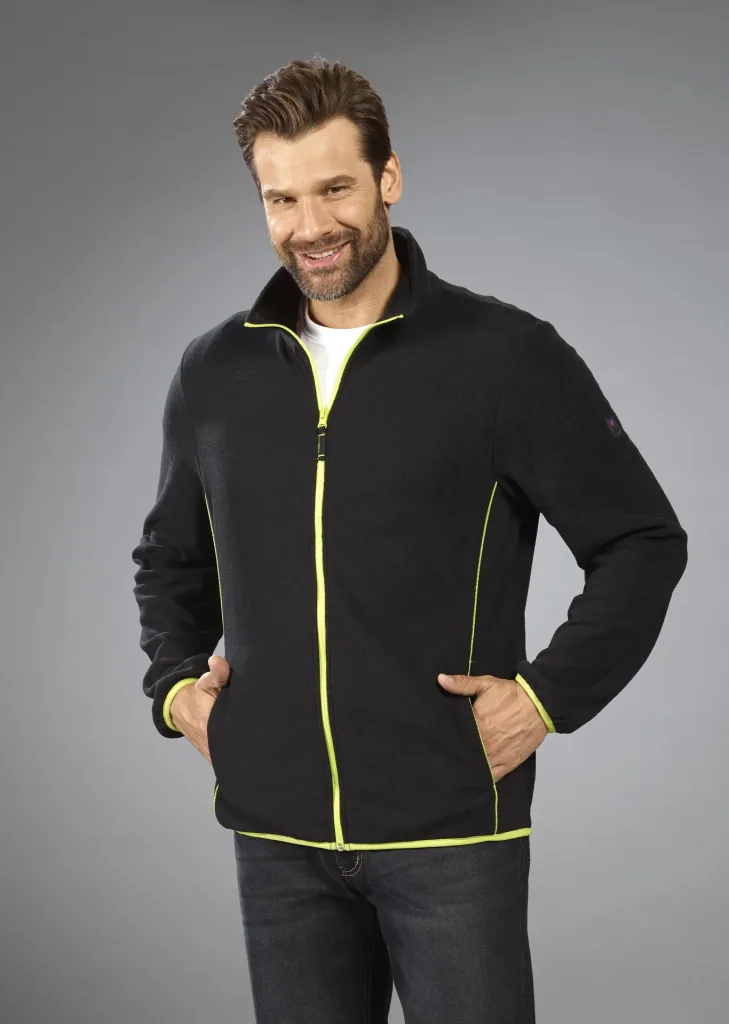 Fleecejacke in leichter Qualität, Farbe schwarz/limette, Gr.M