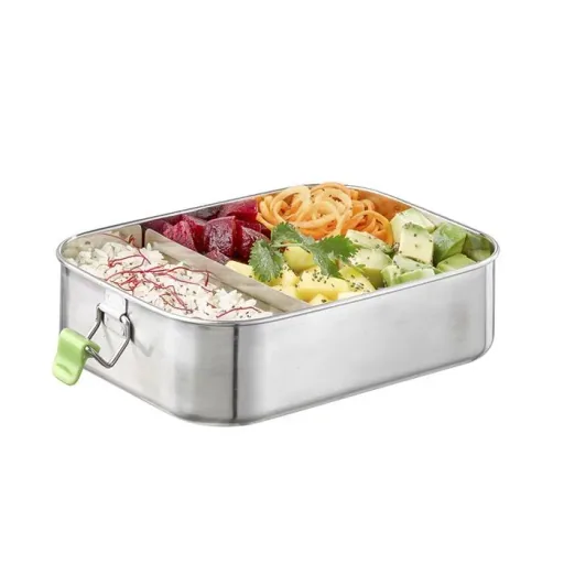 Hochwertige langlebige Edelstahl Lunchbox/Brotdose 1,4L inklusive Trennwand / auslaufsichere Frischhaltedose / Bento Box