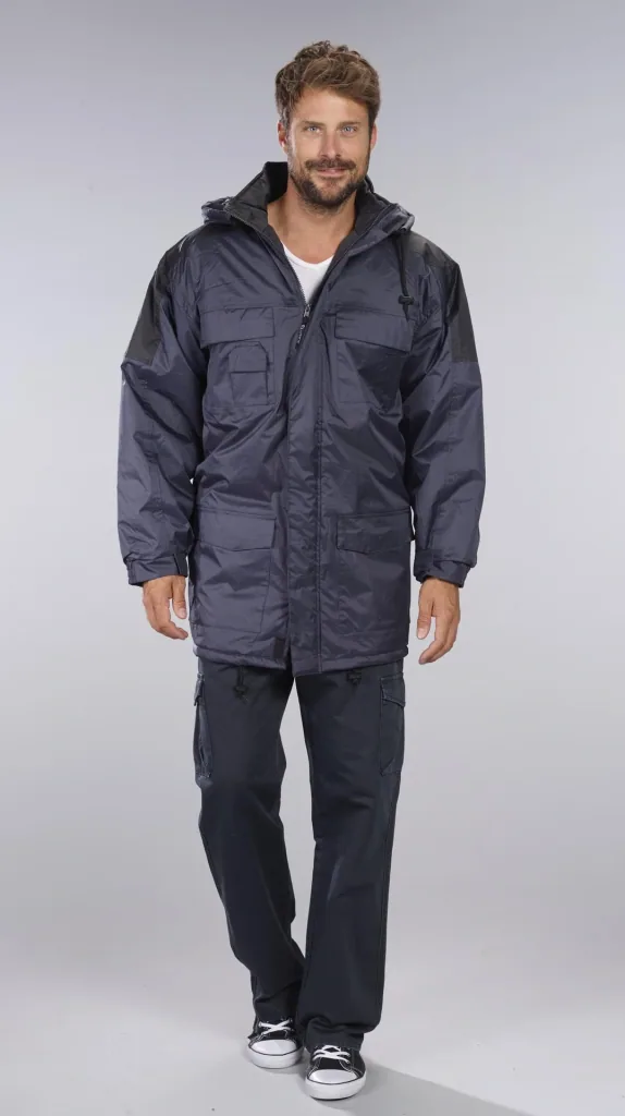 Thermoparka mit Kapuze, Farbe marine/schwarz, Gr. M