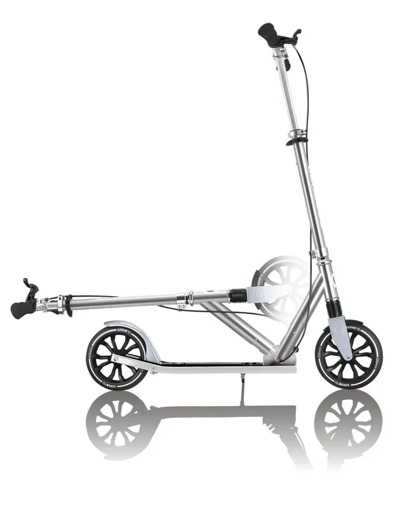 NL 205 Deluxe Tretroller, 205 mm, ABEC 7, Handbremse, höhenverstellbar, Frontfederung, Klappmechanismus, silber