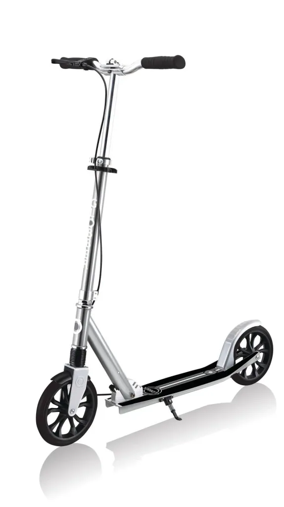 NL 205 Deluxe Tretroller, 205 mm, ABEC 7, Handbremse, höhenverstellbar, Frontfederung, Klappmechanismus, silber