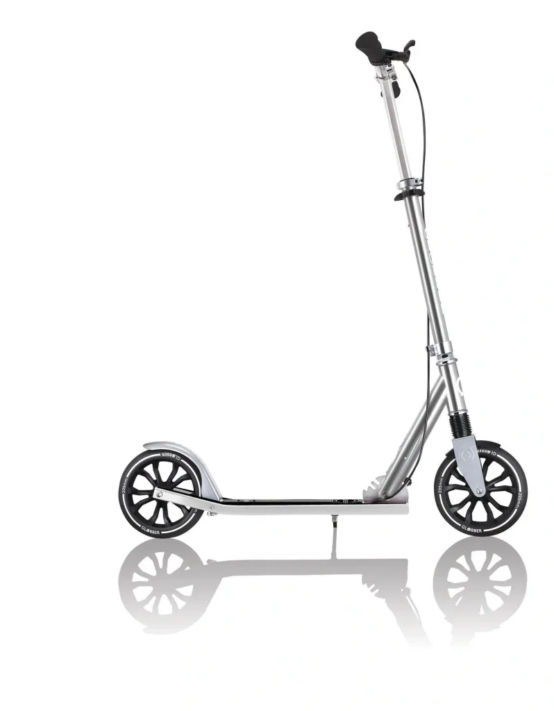 NL 205 Deluxe Tretroller, 205 mm, ABEC 7, Handbremse, höhenverstellbar, Frontfederung, Klappmechanismus, silber