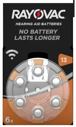 Zink-Luft Hörgeräte Batterie 13 (PR48), orange - 6 Stück