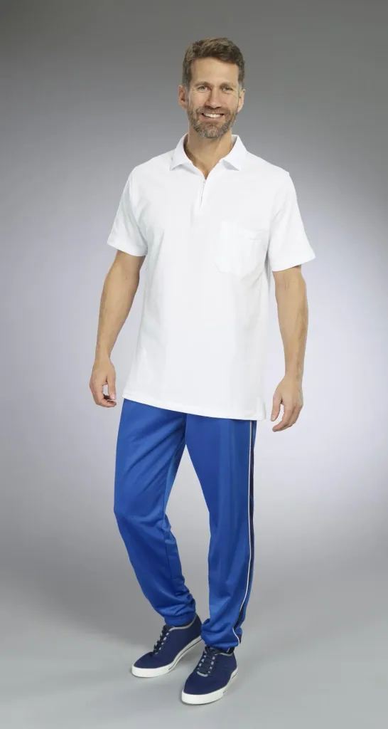 Poloshirt mit Reißverschluss, weiß. Gr. M