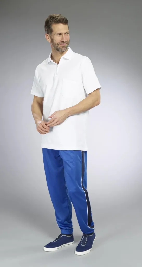 Poloshirt mit Reißverschluss, weiß. Gr. M