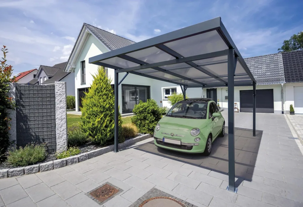 Carport Premium, anthrazit, 3094 x 5620 mm - Acryl Stegplatten 16mm, bronze