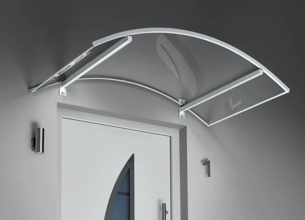 Bogenvordach mit LED-Technik, 1500 x 900 x 250 mm, Farbe weiß