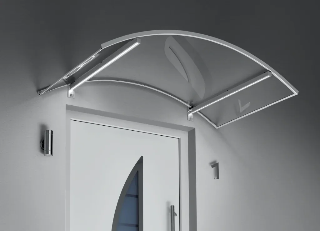 Bogenvordach mit LED-Technik, 1500 x 900 x 250 mm, Farbe weiß