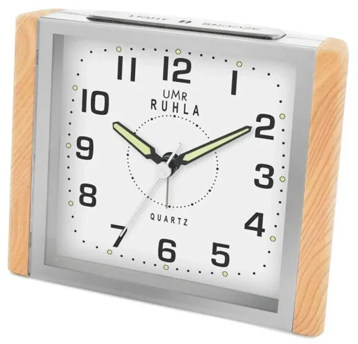 Quarz Wecker mit Cresendo Alarm, Holz