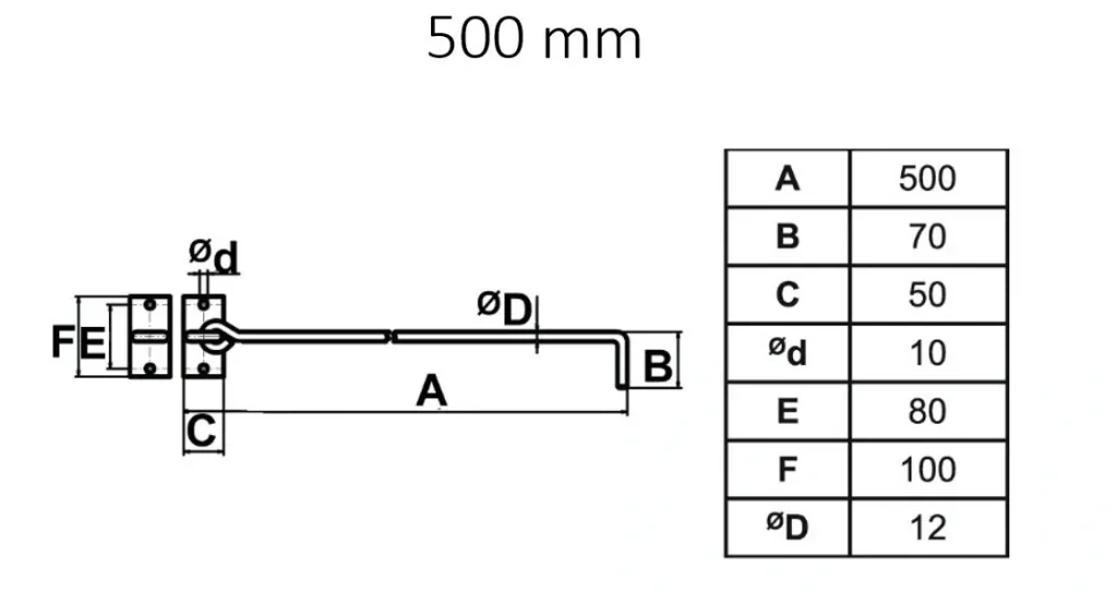 Beschlag-Set Sturmhaken 500 mm