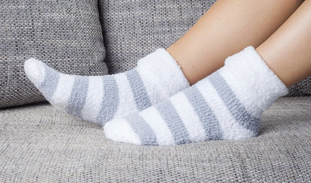 Kuschelsocke für Damen, Farbe grau/wollweiß, Gr.35/38