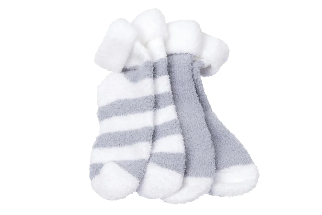 Kuschelsocke für Damen, Farbe grau/wollweiß, Gr.35/38