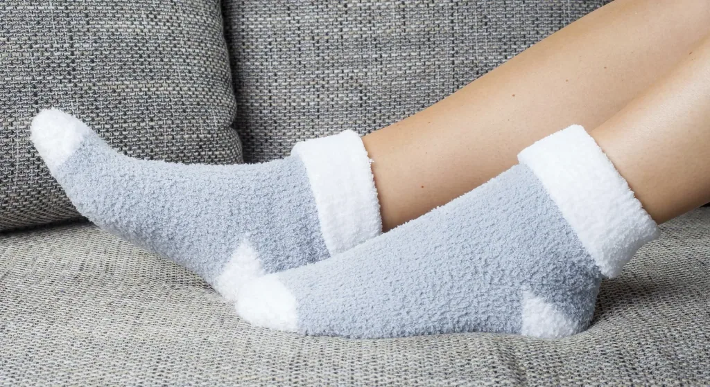 Kuschelsocke für Damen, Farbe grau/wollweiß, Gr.35/38