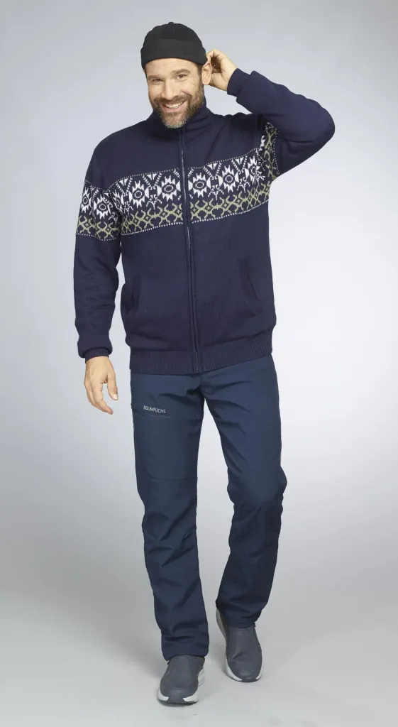 Strickjacke gefüttert, Farbe navy/grün, Gr.M