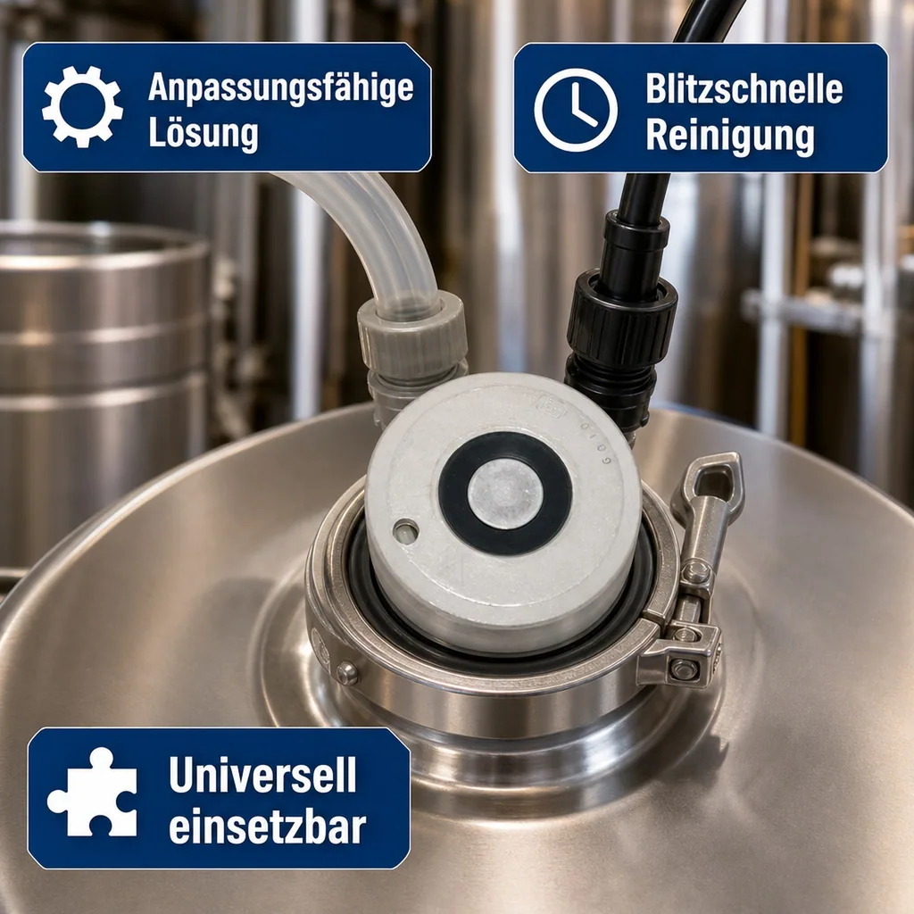 Bier-Fitting für Reinigungsbehälter aus Edelstahl, Art: Kombi - Fitting