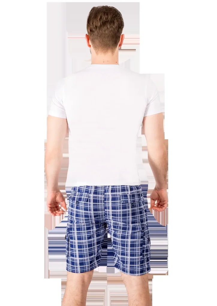 Short mit Cargotasche, Farbe marine/kariert, Gr.L