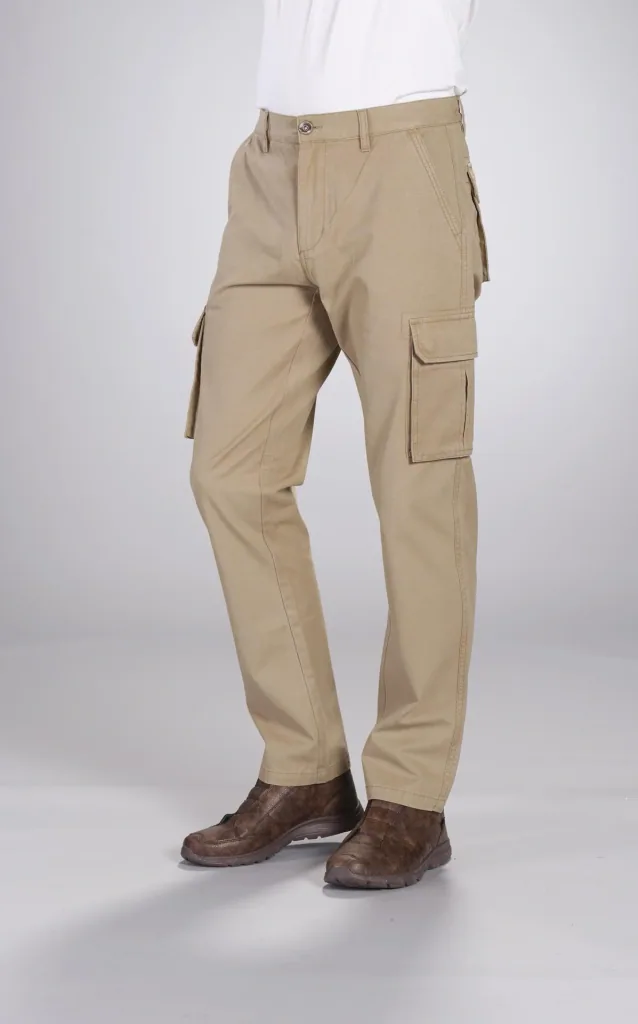 Cargohose mit 2 aufgesetzten Beintaschen, Farbe beige, Gr.48