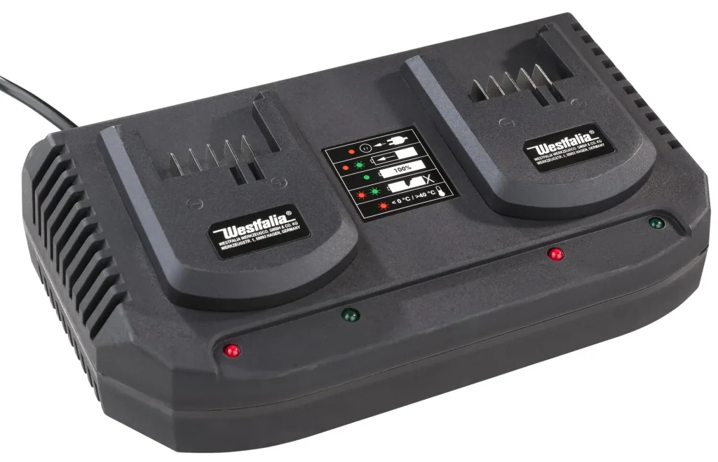 Set Akku-Kettensäge + 2 x Akku 2 Ah + Doppelschnell-Lader.
