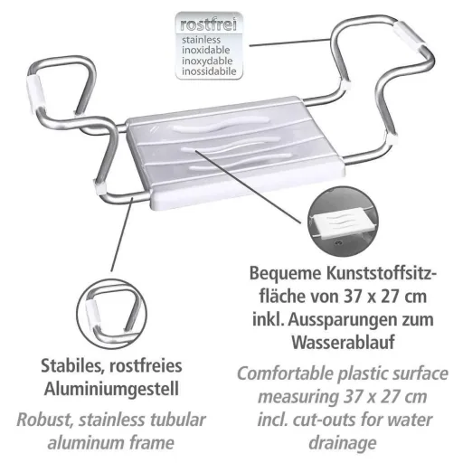 Badewannensitz Secura, weiß, ausziehbar, 120 kg Tragkraft