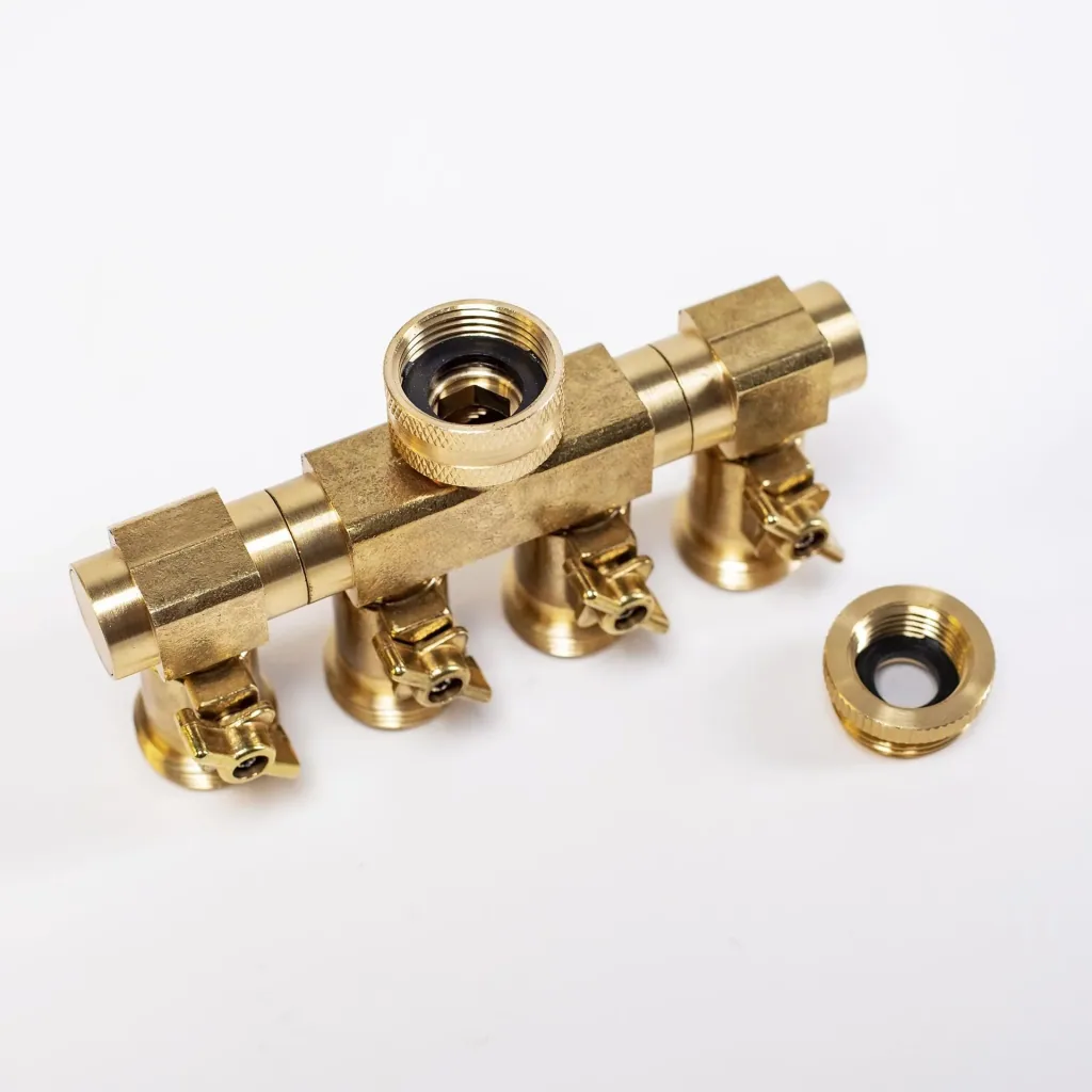 4 Wege Wasserverteiler - 4 Zapfstellen Außengewinde 3/4"