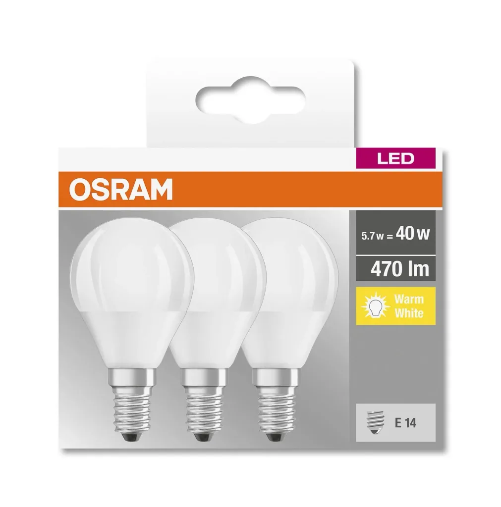 BASE RETRO SMD LED Tropfenlampe mit 5,5 Watt, E14, warmweiß, matt - 3 Stück