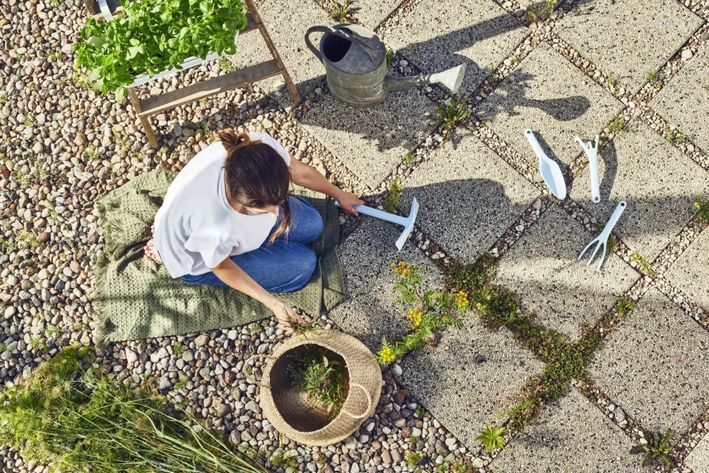 Gartenhandgeräte Satz, himmelblau