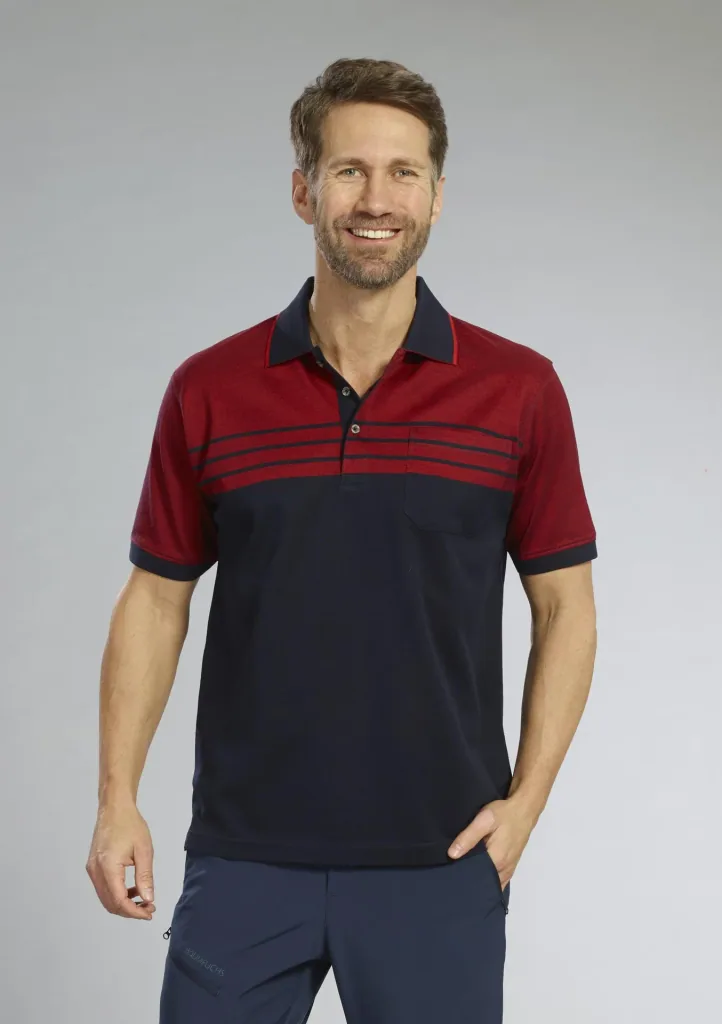 Poloshirt geknöpft, Farbe marine/rot, Gr.M