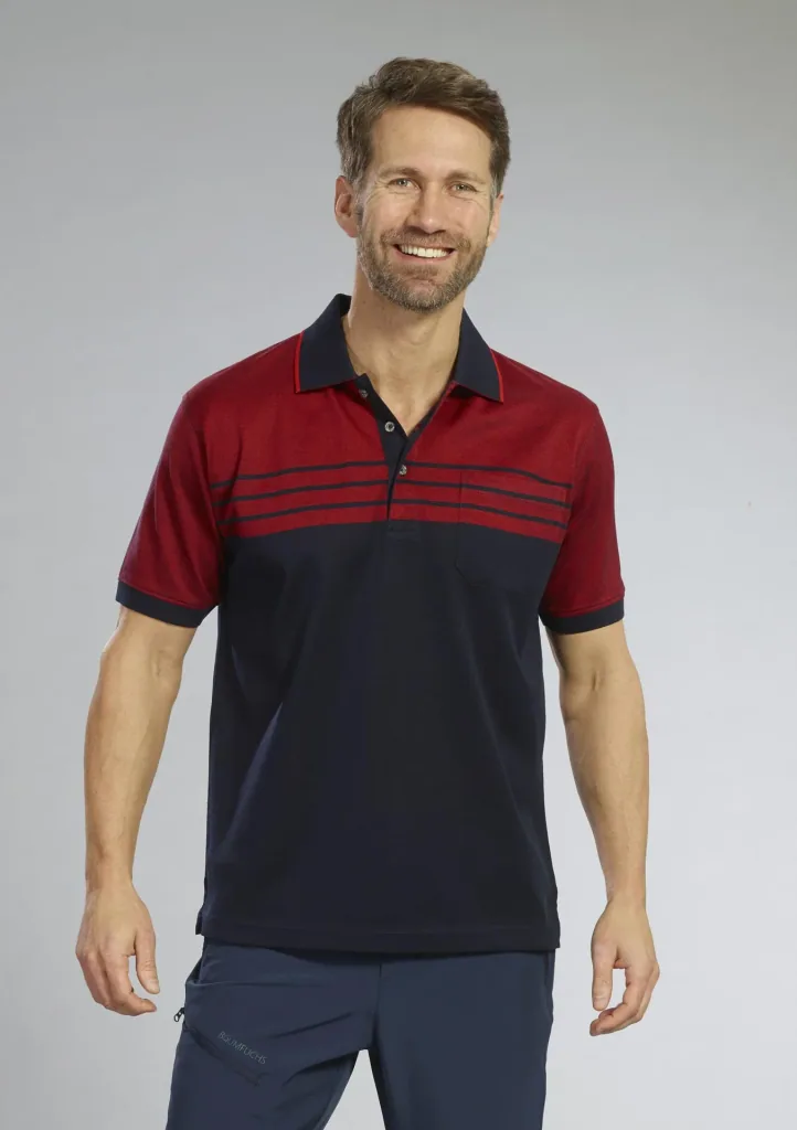 Poloshirt geknöpft, Farbe marine/rot, Gr.M