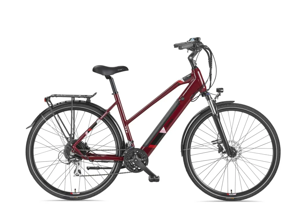 Damen Alu Trekking E-Bike, 28 Zoll, Rahmenhöhe 50 cm, 24-Gang Kettenschaltung, weinrot, XC940 Expedition,