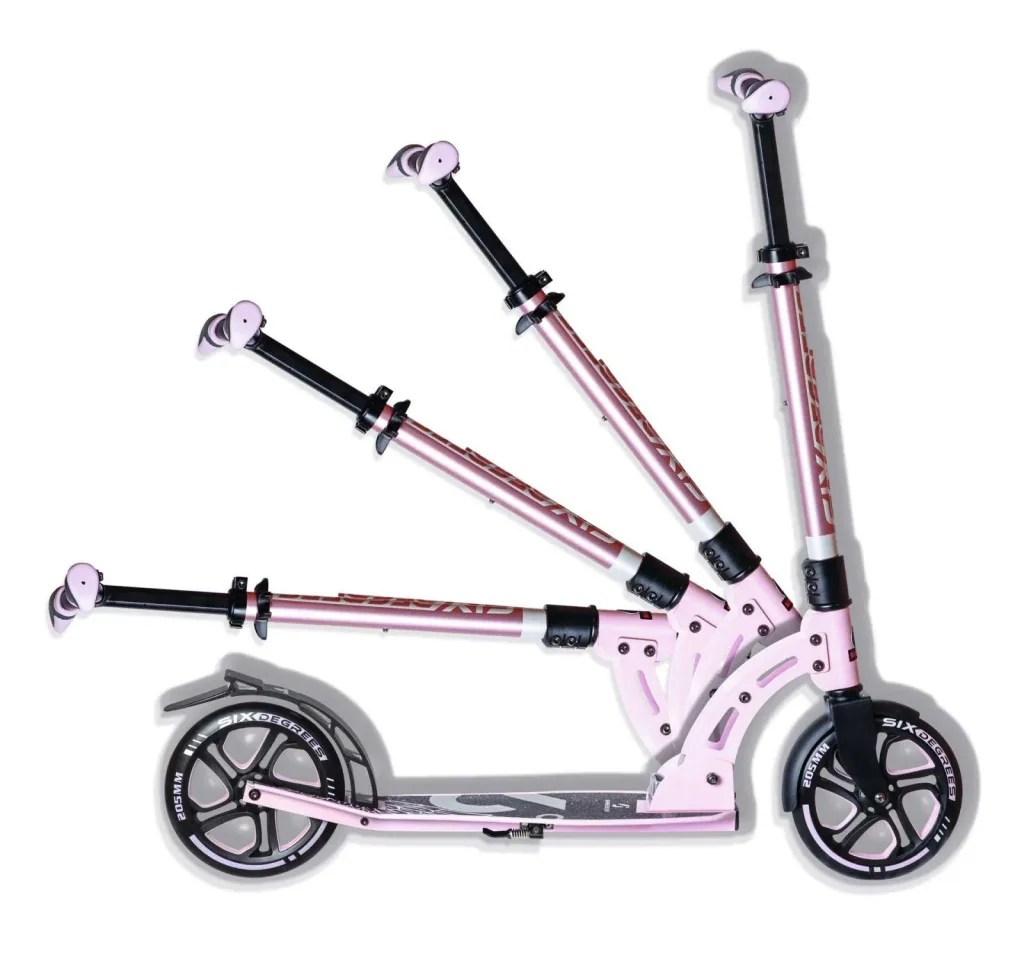 Aluminium Scooter mit Klappmechanismus, Ständer, 205 mm, ABEC 7, höhenverstellbar, pastell-pink
