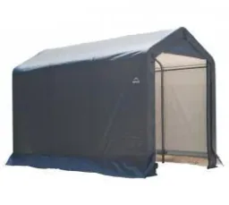 ShelterLogic Foliengerätehaus 5,4 m², grau, 180×300 cm – verstärkte Rückwand, DuPont-Stahlrahmen, wetterfest