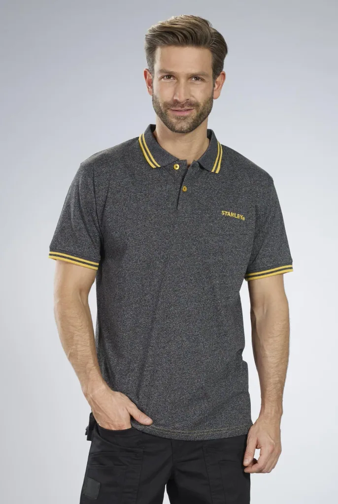 Poloshirt, Farbe schwarz/melange, Gr.M