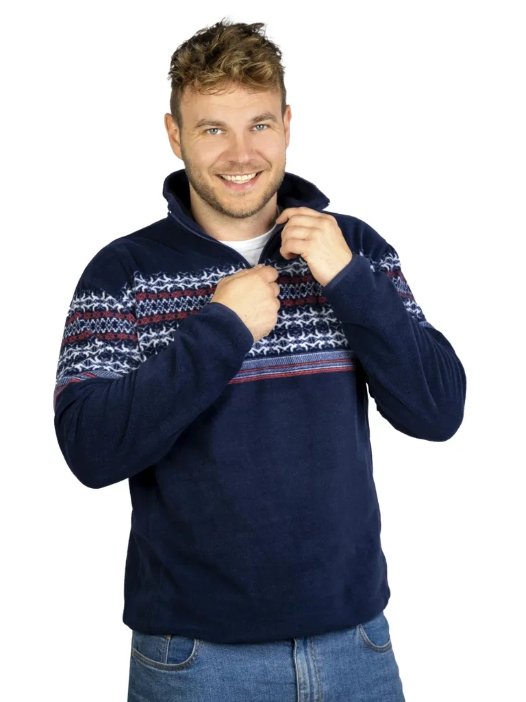 Stehbundshirt aus Fleece, Farbe marine, Gr.M