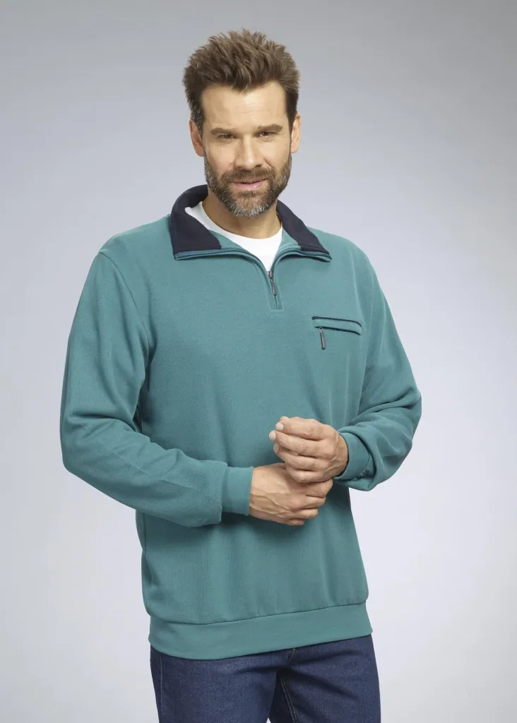 Sweatshirt mit Reißverschluß, Farbe grün, Gr.L