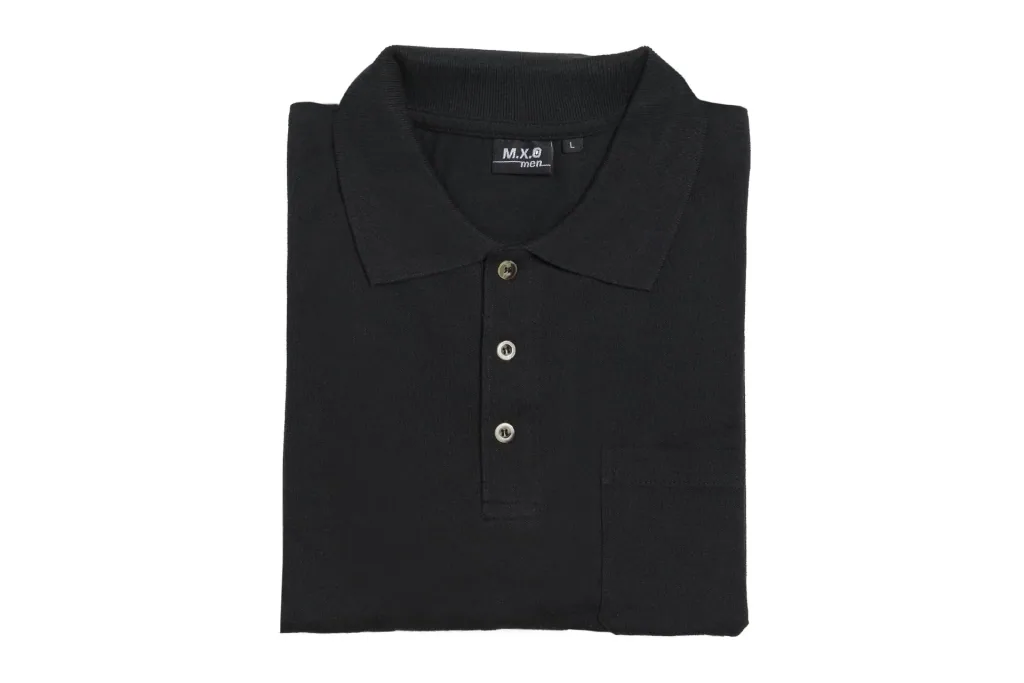 Poloshirt mit Knopfleiste und Brusttasche, Farbe schwarz, Gr.3XL