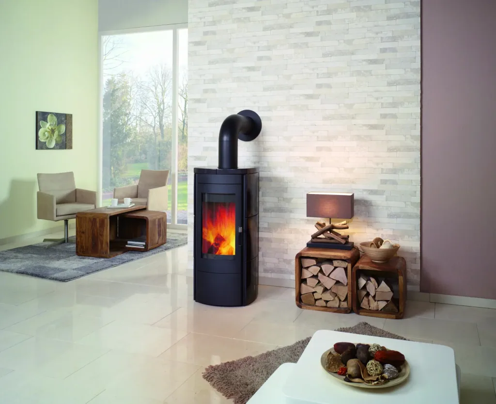 Kaminofen Tiamo EX meteor-schwarz, Dauerbrand, 3in1-Komfortregelung, Externe Zuluft