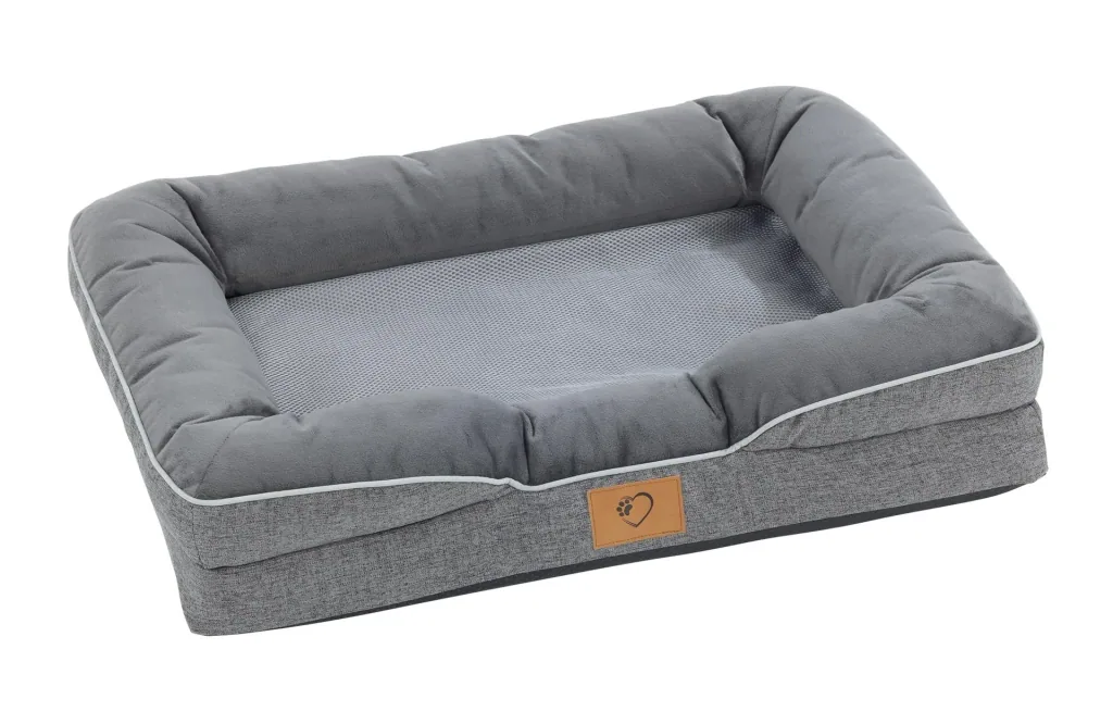 Orthopädisches Hundebett, Grau, Größe M, 75 x 50 x 15 cm