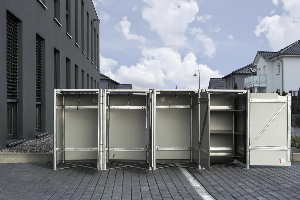 Mülltonnenbox 240 Liter, Grau, 4-fach