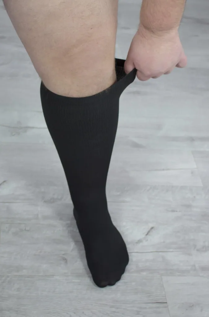 Reisestützstrümpfe für kräftige Waden, schwarz, Größe 39-41, Doppelpack