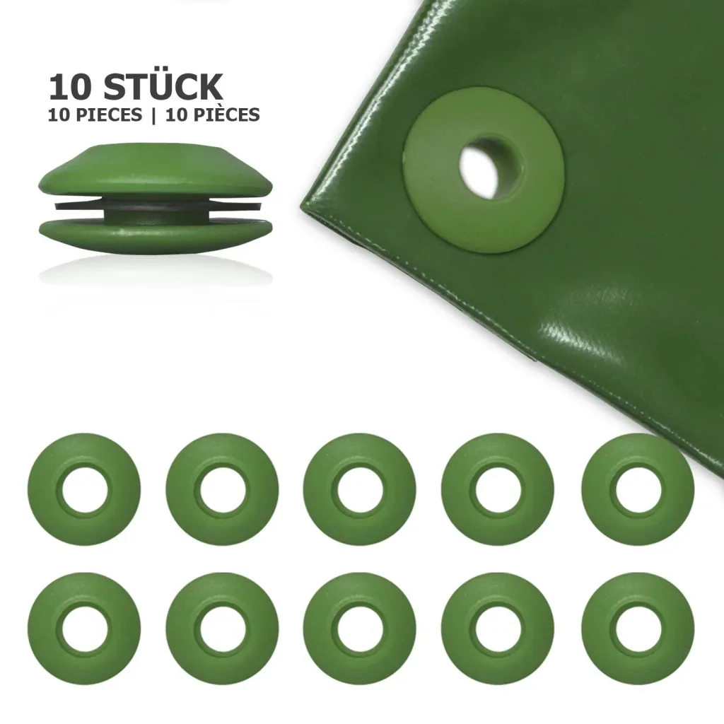 Planenösen, Kunststoff, Grün, 10 Stück