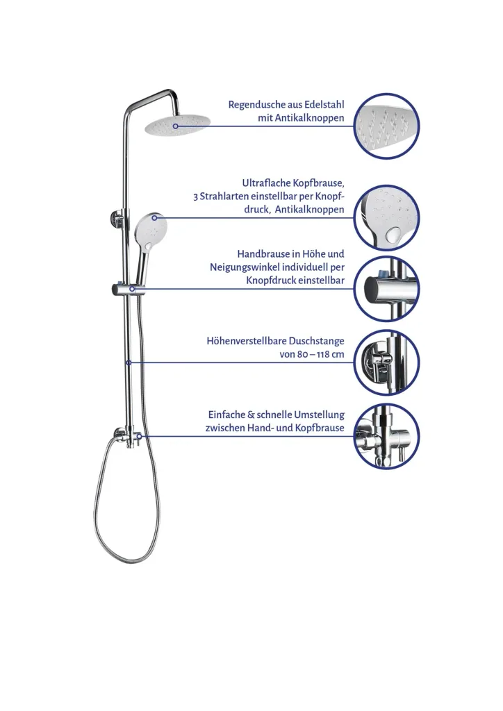 Duschsystem Bayala Round Duschsäule mit Regendusche Ø 20 cm Duschgarnitur Dusch-Set