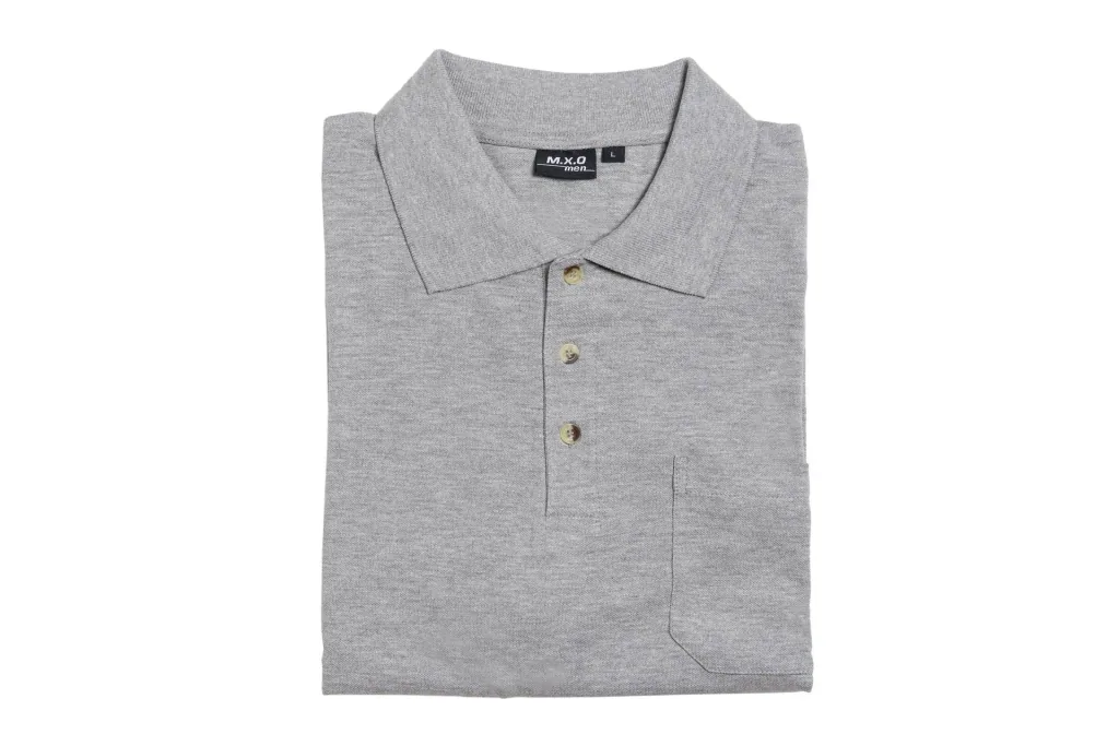 Poloshirt mit Knopfleiste und Brusttasche, Farbe silbergrau, Gr.L