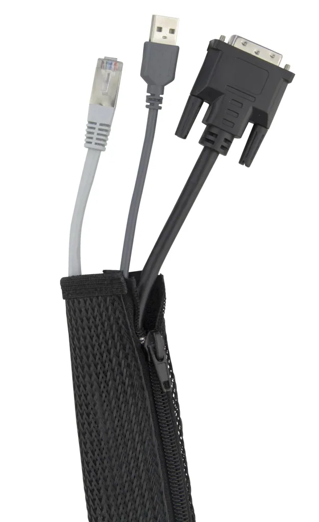 Elastischer Kabelschlauch mit Reißverschluss, schwarz