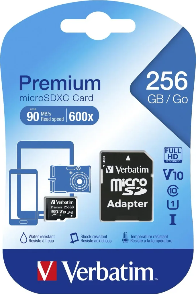 256 GB microSDXC Speicherkarte mit SD Karten-Adapter, Class10