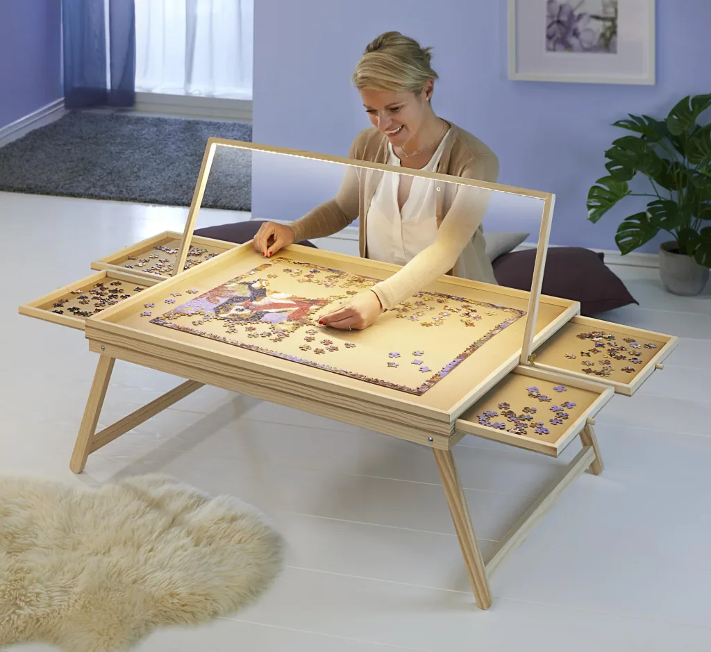 LED-Puzzle-Tisch, groß, 1500 Teile, ca. 96 x 73 x 12 cm