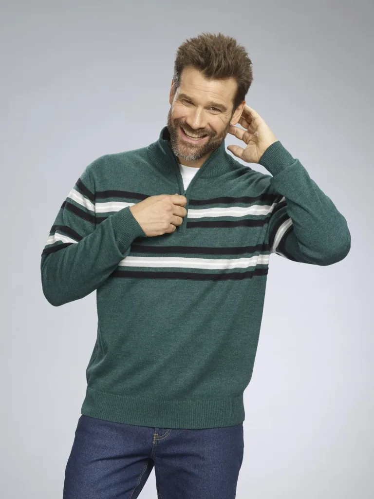 Pullover mit Streifen, Farbe grün, Gr.M