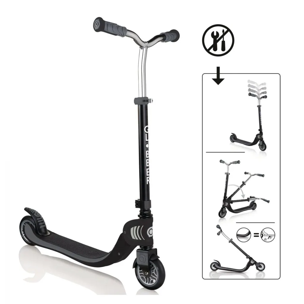FLOW FOLDABLE 125   Tretroller, 125 mm, ABEC 5, höhenverstellbar, Klappmechanismus, schwarz-grau