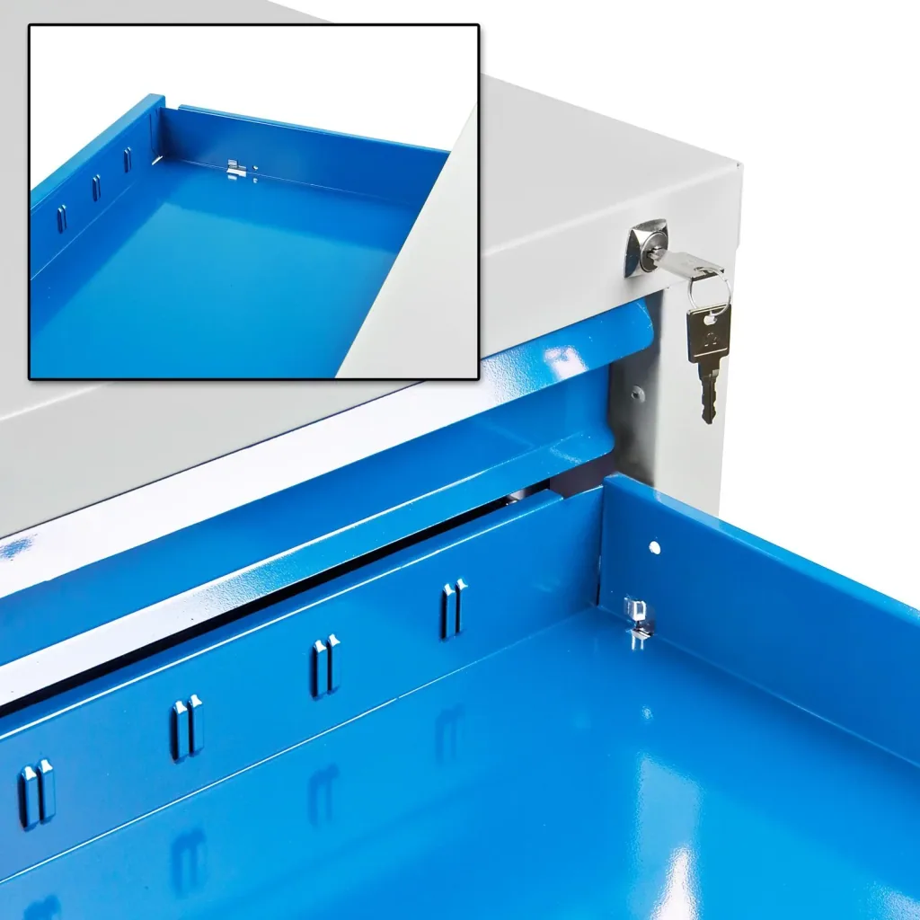 Schubladenschrank / Werkzeugschrank mammut, 9 Schubladen, RAL 7035 / 5012